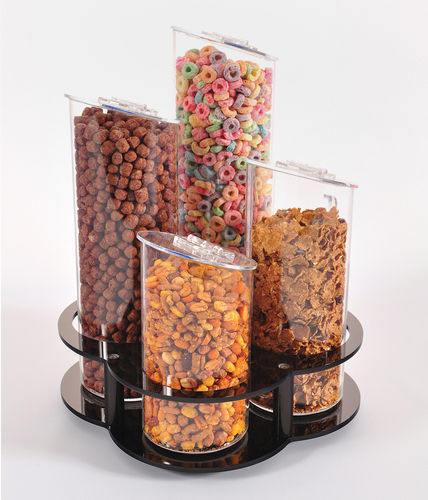 Cereal Tubes on a Rotating Base | Breakfast Cereal Display
