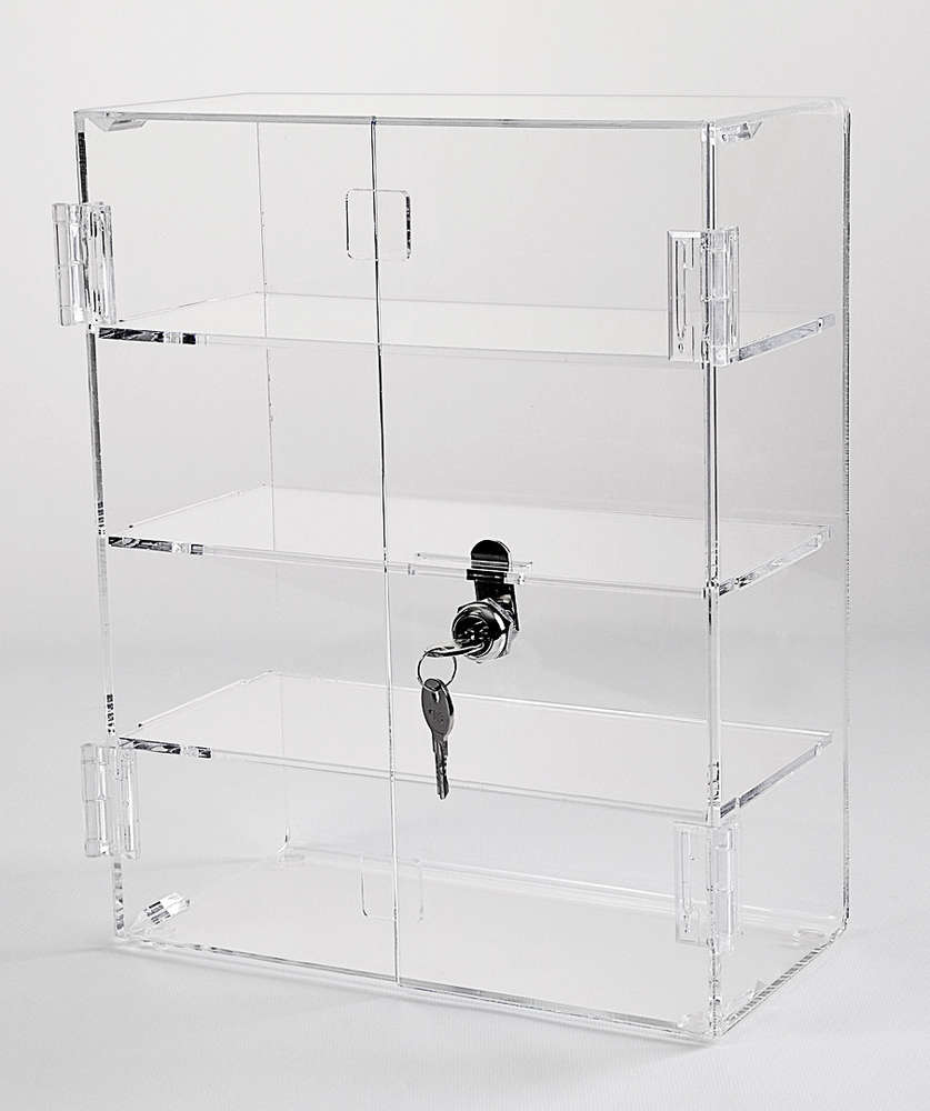Acrylic CounterTop Display Case 12"x7"x 20.5" Show Case/ Select Shelves NO DOOR 