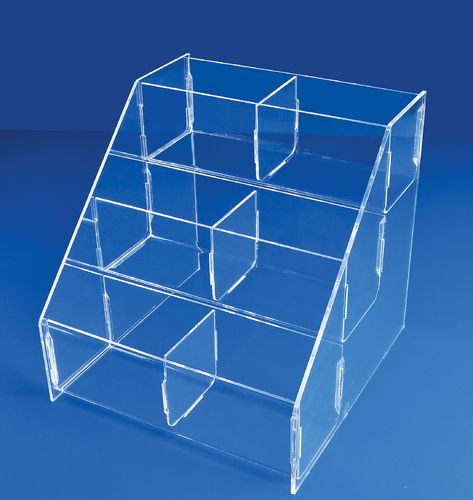 Retail Divided Compartment Bin | Double Wide Tiered Display Bin