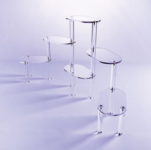 Platform Display Tower with Oval Tiers | Tiered Oval Tower in Clear or Mirrored Finish